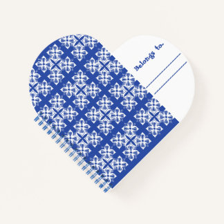 Blue patterned Heart Shaped NoteBook