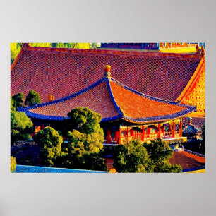 Blue Pavilion Roof   Forbidden City Poster