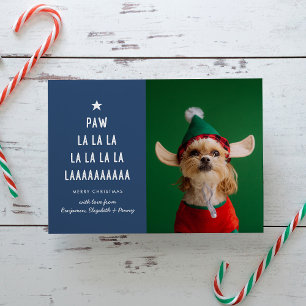 Blue Paw La La Pet Christmas Holiday Card