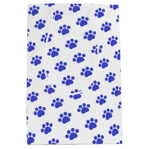 Blue Paw Print Pattern Medium Gift Bag