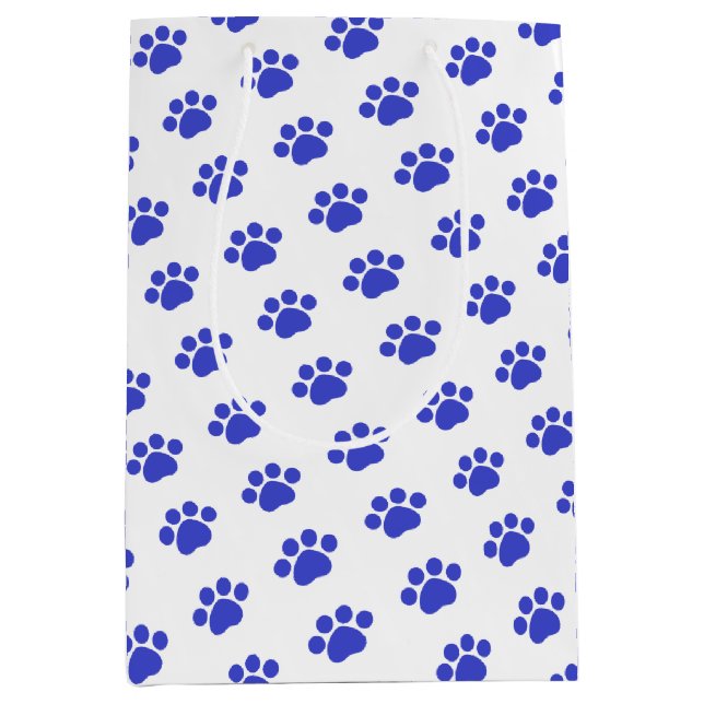 Blue Paw Print Pattern Medium Gift Bag (Front)
