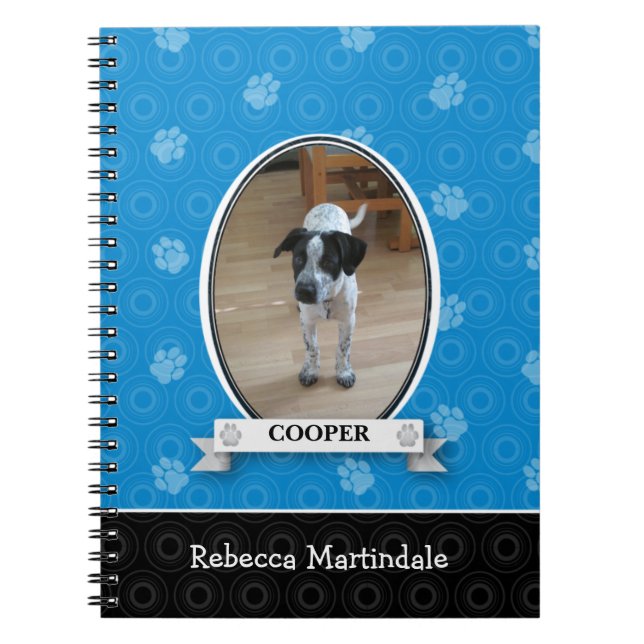 Blue Paw Print Pet Spiral Notebook (Front)