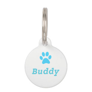 Blue Paw Print Pet Tag