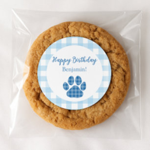 Blue Paw Print Thank You Favor Classic Round Sticker