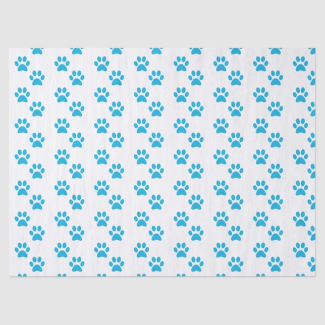 Blue Paw Print Tissue Paper (Front)
