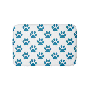 Blue paw prints bath mat