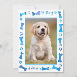 Blue Paw Prints New Pet Dog Puppy Shower  Invitation