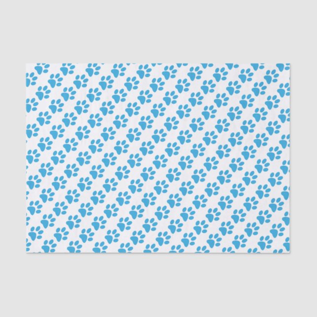 Blue Paw Prints Tissue Paper (Front)