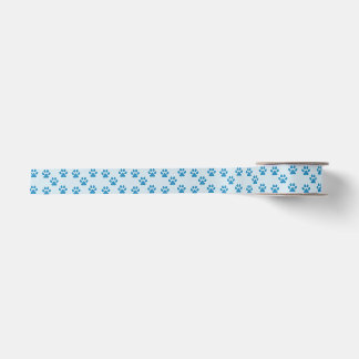 Blue Pawprints Satin Ribbon