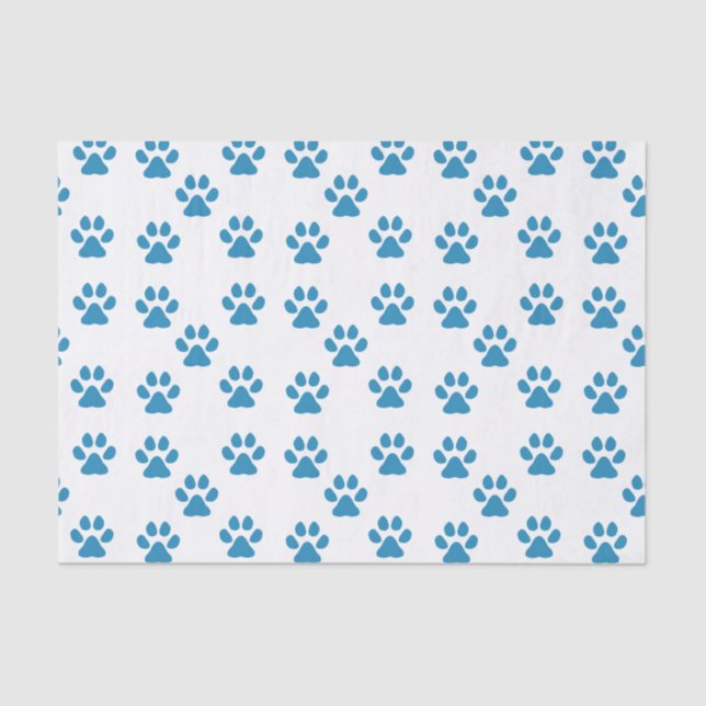 Blue Pawprints  Tissue Paper (Front)