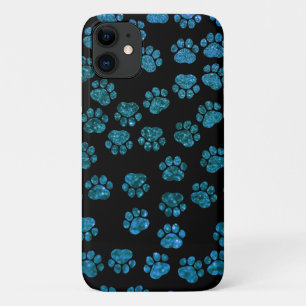 Blue Paws, Glitter Paws, Blue Glitter, Dog Paws Case-Mate iPhone Case