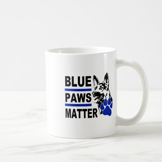 Blue Paws ; Police Dog; Sticker  Coffee Mug (Right)