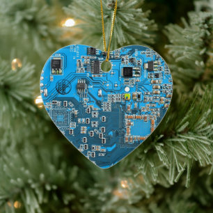 Blue PCB Circuit Board Design for IT Pros Ceramic Tree Decoration