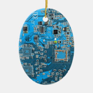 Blue PCB Circuit Board Design for IT Pros Ceramic Tree Decoration
