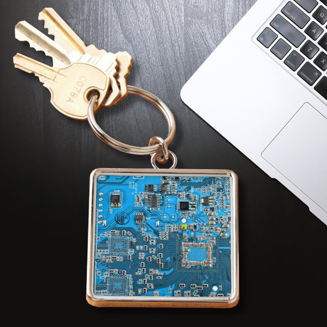Blue PCB Circuit Board Design for IT Pros Key Ring (Creator Uploaded)
