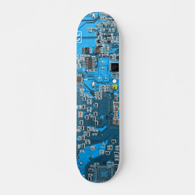 Blue PCB Circuit Board Design for IT Pros Skateboard (Front)