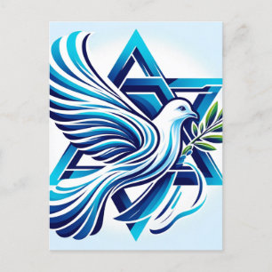 Blue Peace Dove and Star of David  Postcard