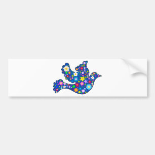 Blue Peace Dove made of decorative flowers Bumper Sticker
