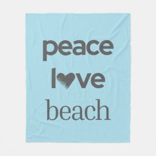 Blue Peace Love Beach - Coastal Life Soft Cozy Fleece Blanket