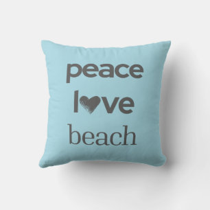 Blue Peace Love Beach Reversible Coastal Decor Cushion