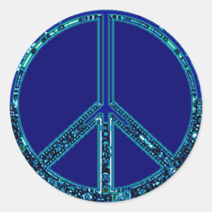 Blue Peace Sign Classic Round Sticker