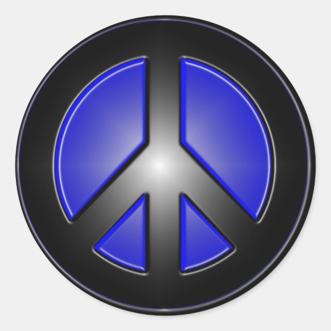 Blue Peace Sign Classic Round Sticker (Front)