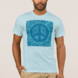 Blue Peace Sign Design T-Shirt