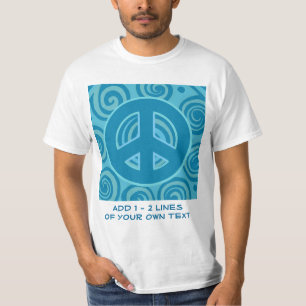 Blue Peace Sign Design T-Shirt