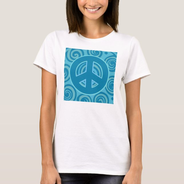 Blue Peace Sign Design T-Shirt (Front)