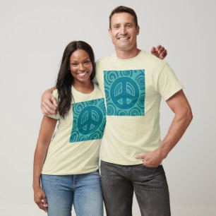 Blue Peace Sign Design T-Shirt