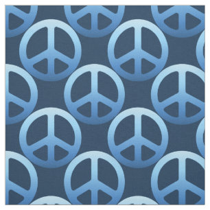 Blue Peace Sign Fabric