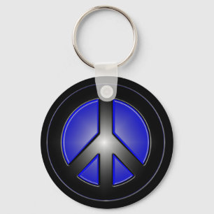 blue peace sign key ring