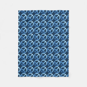 Blue Peace Sign Pattern Fleece Blanket