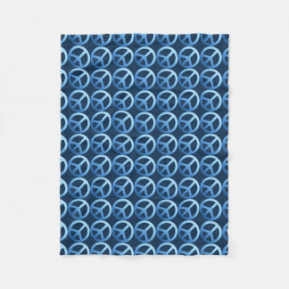 Blue Peace Sign Pattern Fleece Blanket