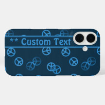Blue Peace Sign Pattern w/ Custom Text