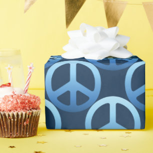 Blue Peace Sign Pattern Wrapping Paper