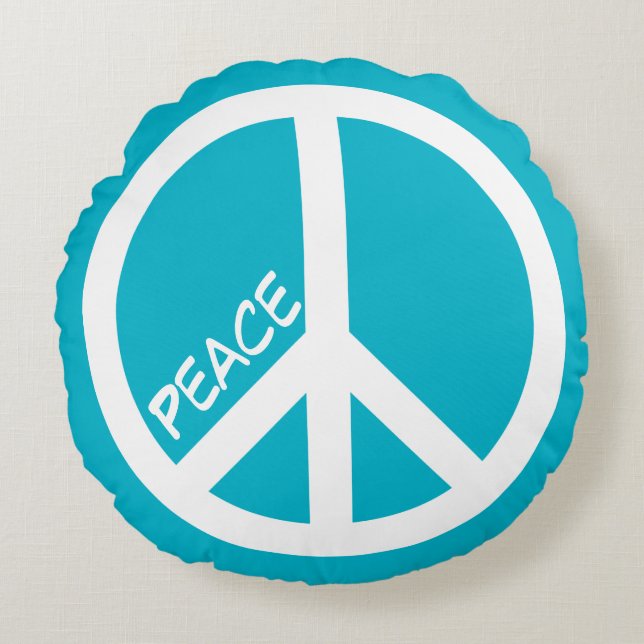 Blue Peace Sign Pillow (Front)