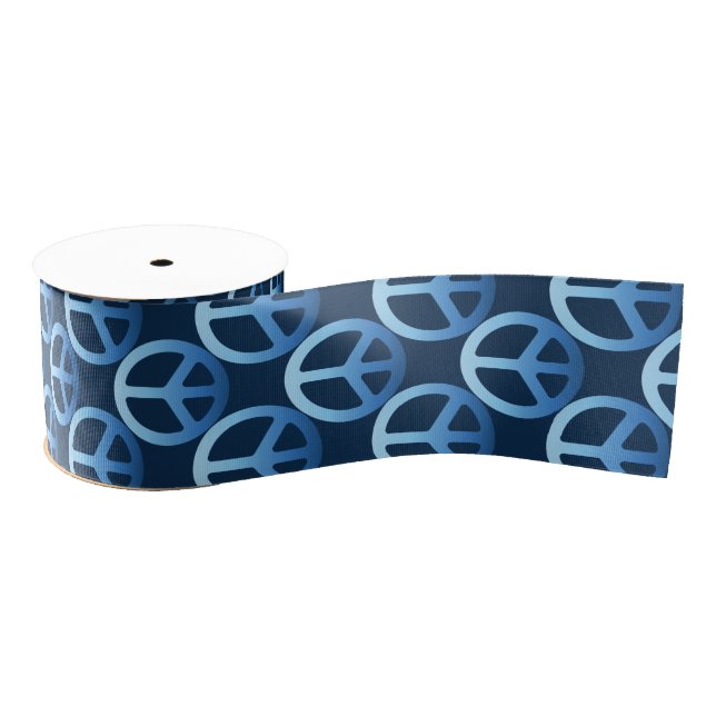 Blue Peace Sign Ribbon Grosgrain Ribbon (Spool)