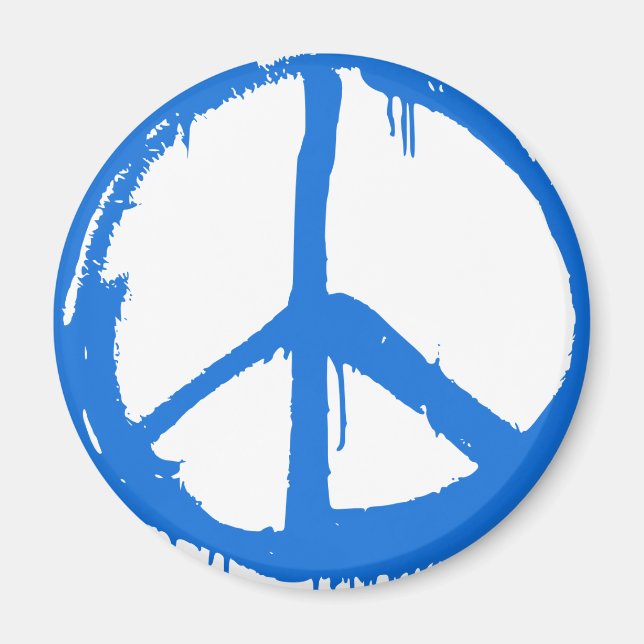 Blue Peace Sign Symbol Magnet (Front)