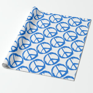 Blue Peace Sign Symbol Wrapping Paper