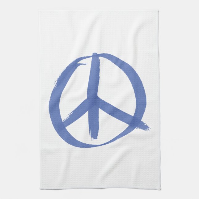 Blue Peace Sign Tea Towel (Vertical)