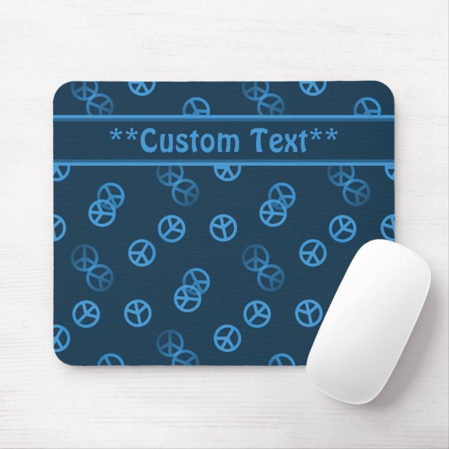 Blue Peace Sign w/ Custom Text Mouse Pad (With Mouse)