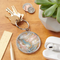 Blue Peach Blush Pink White Gold Marble Pattern