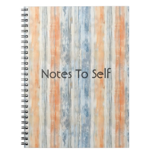 Blue Peach Cream Stripes Personalised Notebook (Front)