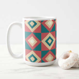 Blue Peach Diamond Geometric Coffee Mug