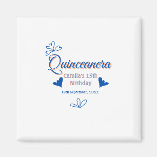 Blue peach quinceanera 15th birthday rustic mexica magnet