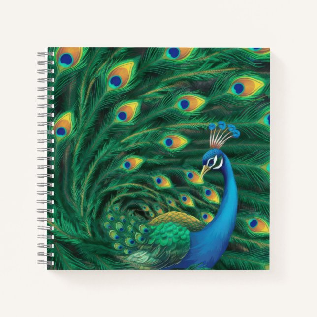 Blue Peacock Bird Notebook (Front)