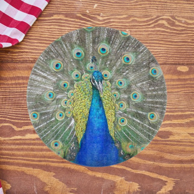 Blue Peacock Feather Plumage Cutting Board (In Situ Round)