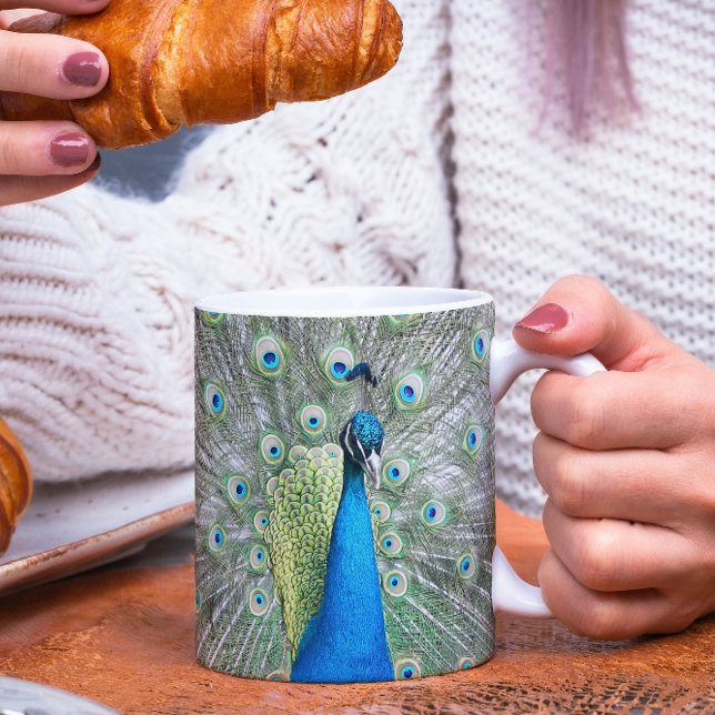 Blue Peacock Feather Plumage Photo Mug (In Situ Food)