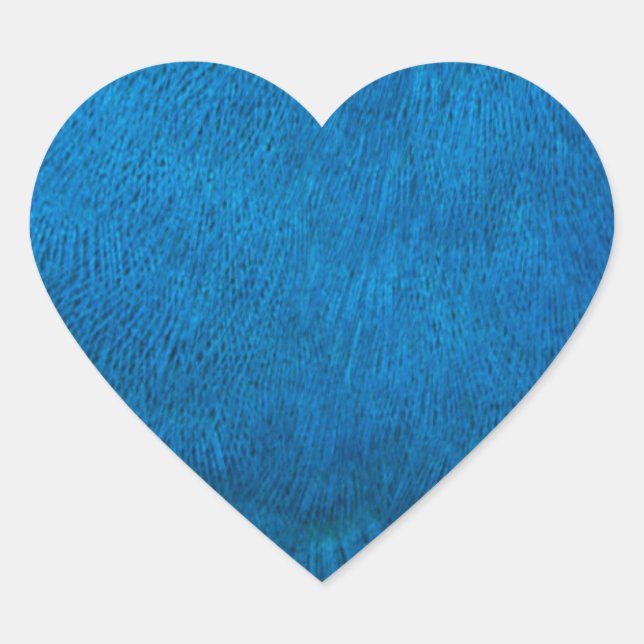 Blue peacock feathers heart sticker (Front)